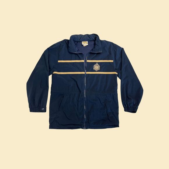 1990s US Naval Academy windbreaker jacket, size M blue/gold zip up Navy jacket - Picture 1 of 7
